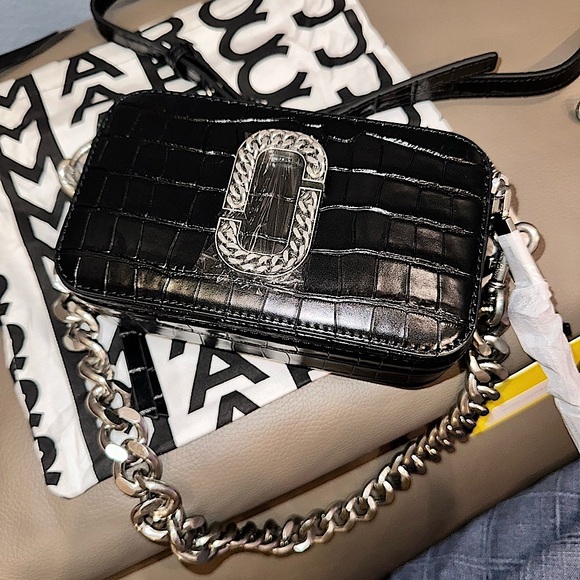 SALE❗️RARE THE MARC JACOBS SNAPSHOT CROC EMBOSSED BAG CHAIN &LEATHER STRAP - Picture 15 of 17